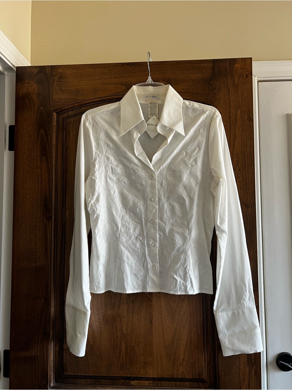 Naracamicie White Embroidered Cotton Shirt